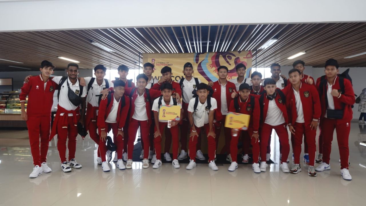 Pemain Timnas Piala Dunia U-17 tiba di Bandara Internasional Juanda Surabaya. (Istimewa)